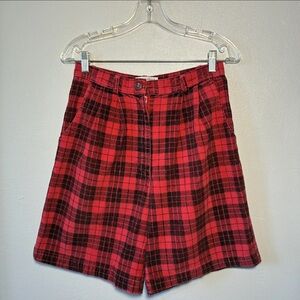 Vintage David Hollis Women's Shorts Size S Plaid Corduroy Zip Fly 100% Cotton